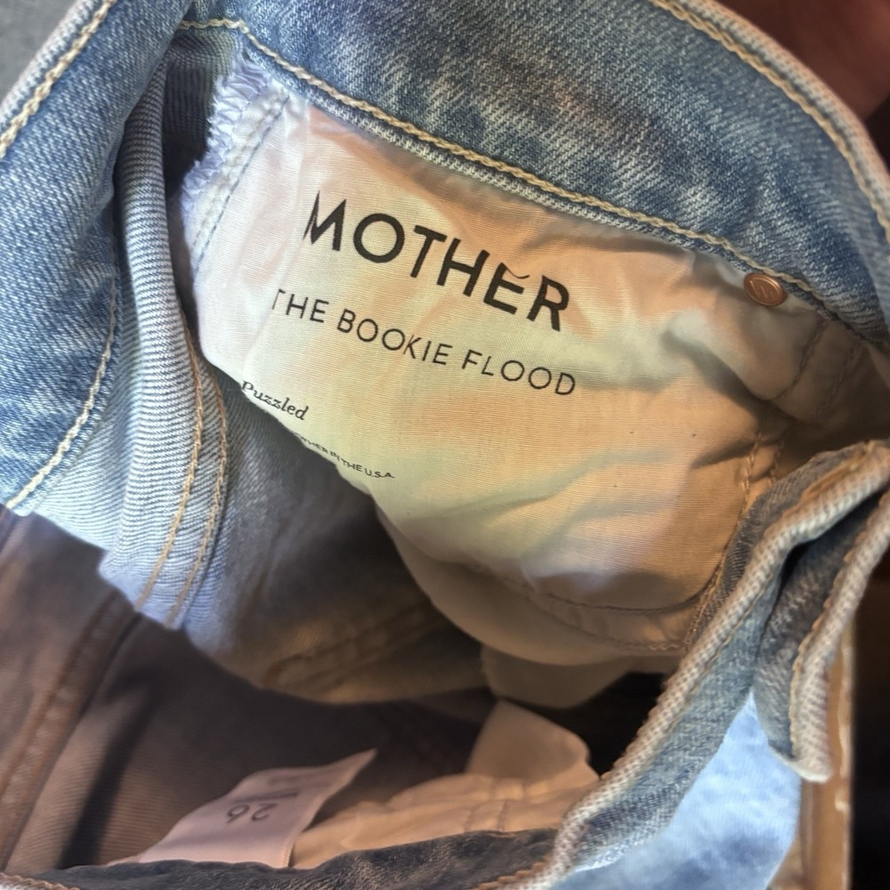 NWOT Mother The Bookie Flood Size 26 Denim Wide Leg Flared Light Wash Blue High - Picture 5 of 9